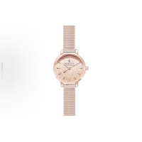 Charlotte Raffaelli Women's Watch - Rose Gold Metal Mesh Bracelet Watch for Daily Wear